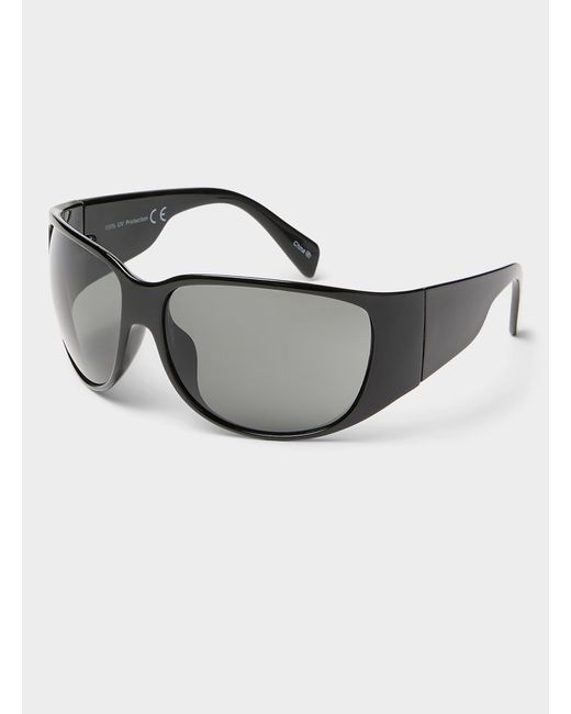 Simon's Gray Clover Enveloping Rectangular Sunglasses