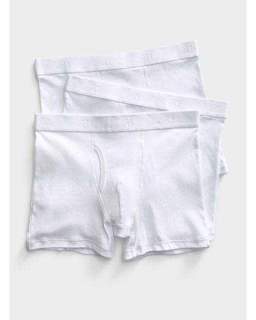 Le 31 White Solid Organic Cotton Boxer Briefs 2 for men