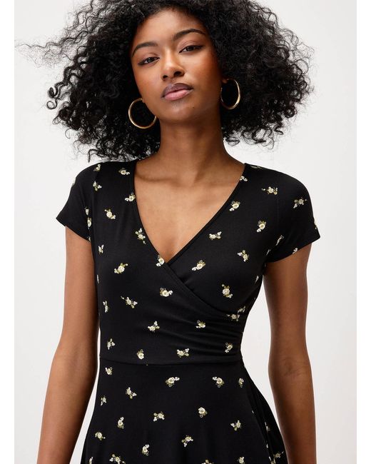 Twik Black Patterned Crossover Minidress