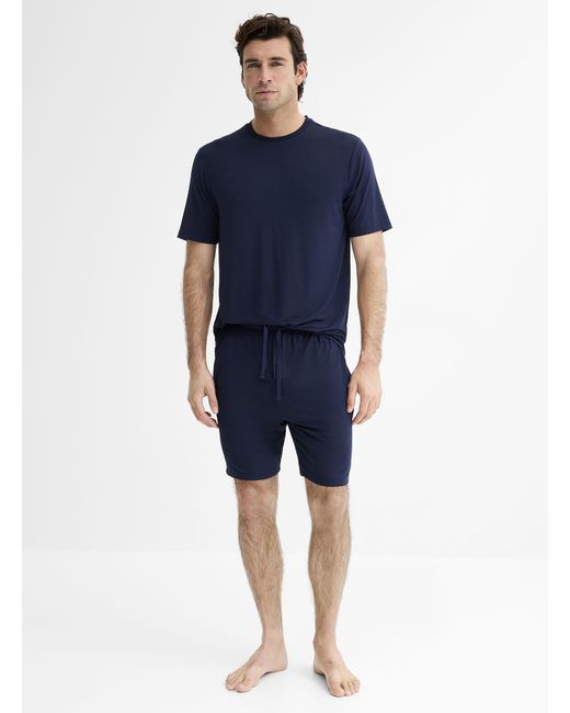 Le 31 Blue Solid Tm Modal Pyjama Short for men