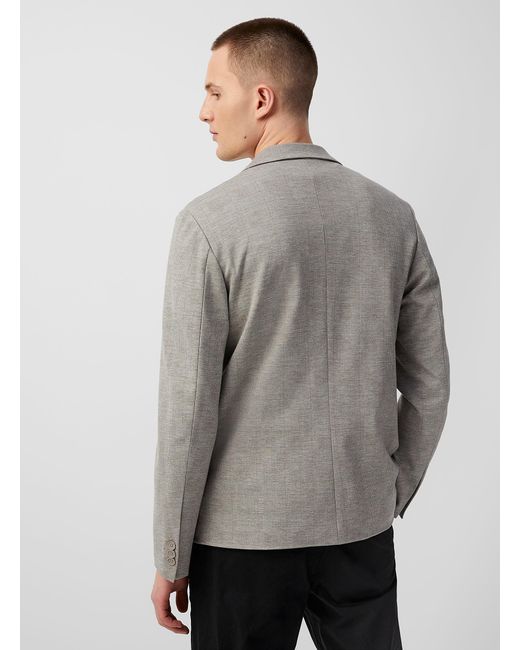 Only & Sons Gray Taupe Check Knit Jacket Slim Fit for men