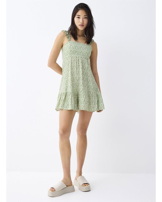 Twik Green Ruffled Straps Floral Dress