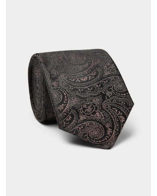 Le 31 Black Satiny Paisley Jacquard Tie for men