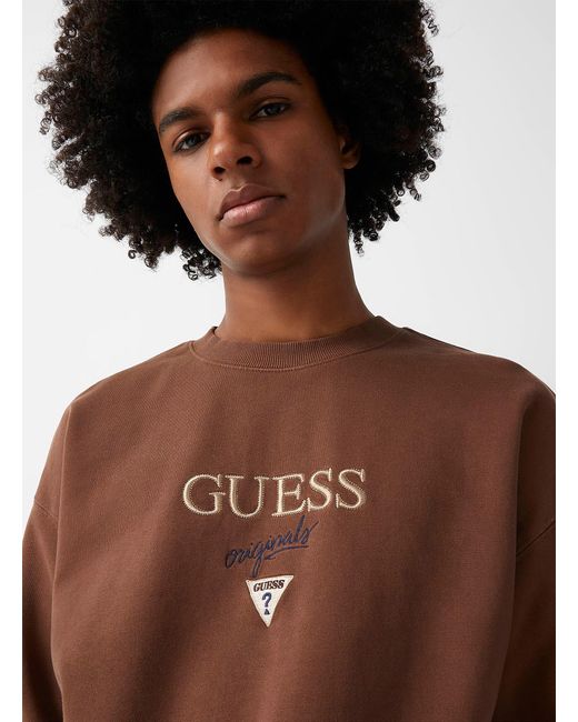 Guess Brown Original Logo Sweatshirt for men