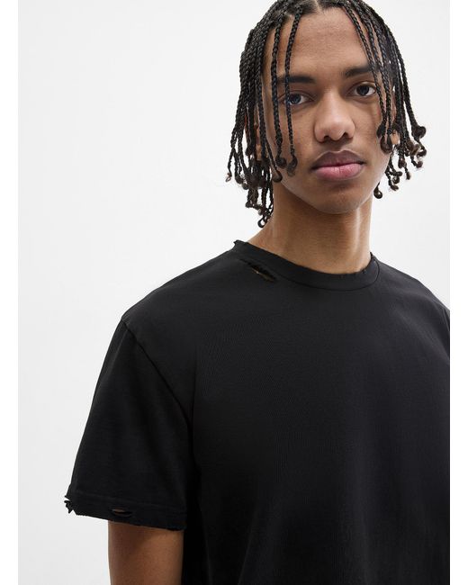 Djab Black Distressed Solid T for men