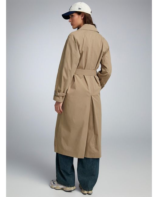 ONLY Blue Long Beige Belted Trench Coat