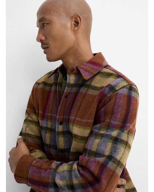 Le 31 Brown Check Felt Overshirt for men