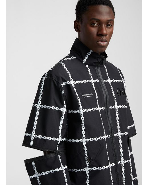 Undercover Black Checkered Chain Nylon Jacket for men