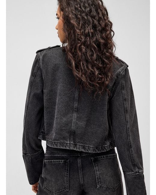 Twik Gray Fitted Denim Officer Jacket