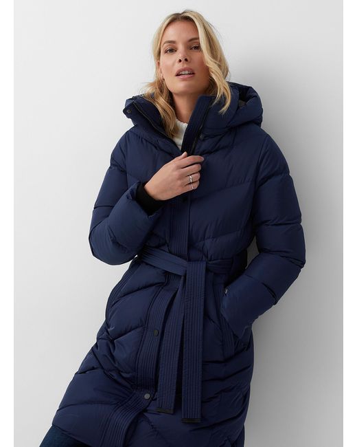 SOIA & KYO Blue Bryanna Belted Down Puffer Jacket