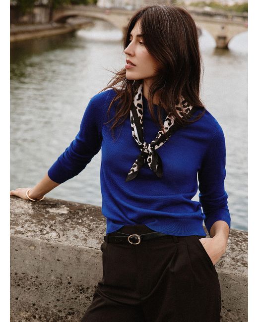 Contemporaine Blue Responsibly Sourced Merino Wool Crew