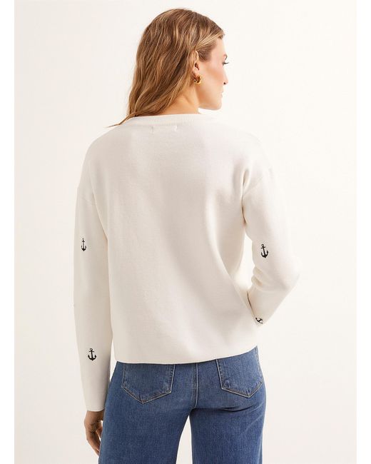 Contemporaine Natural Embroidered Anchors Sweater
