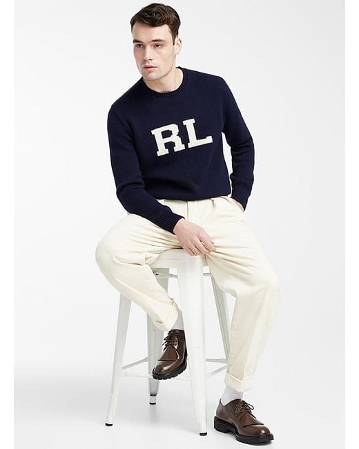 Polo Ralph Lauren Rl Jacquard Sweater in Blue for Men | Lyst