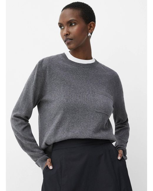 Contemporaine Gray Patch Pocket Touch Of Cashmere Sweater