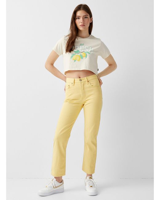 Levi's Yellow Coloured Cropped Original 501 Jean