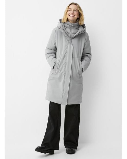 Contemporaine Gray Recycled Down Removable Bib Jacket