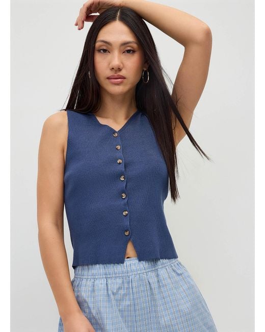 Twik Blue Buttoned Rib