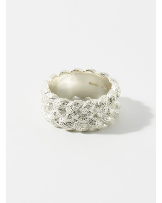 Bleue Burnham White Braid Signet Ring for men