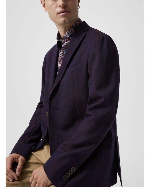 Etro Blue Paisley Print 100% Wool Blazer for men