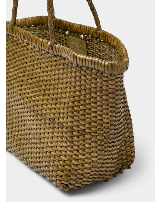 Dragon Diffusion Natural Basketweave Pattern Small Leather Bag