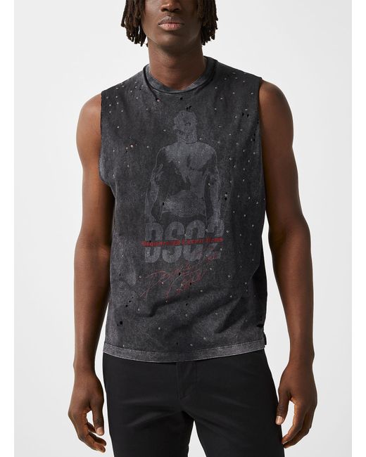 DSquared² Black Rhinestones And Rivets Wrestler Cami for men