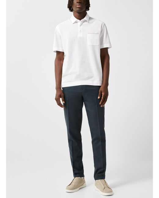 Zegna White Oasi Lino Dress Pant for men