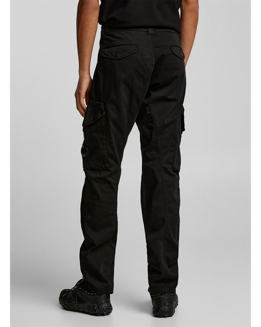 C P Company Black Stretch Sateen Cargo Pant for men