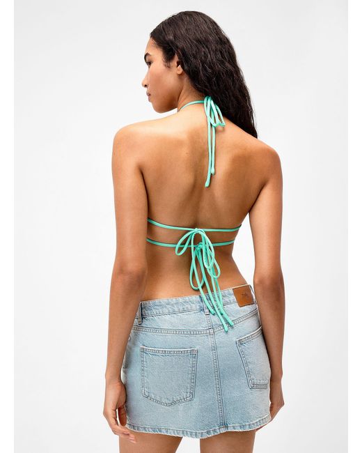 Twik Blue Large Sequins Halter Cami