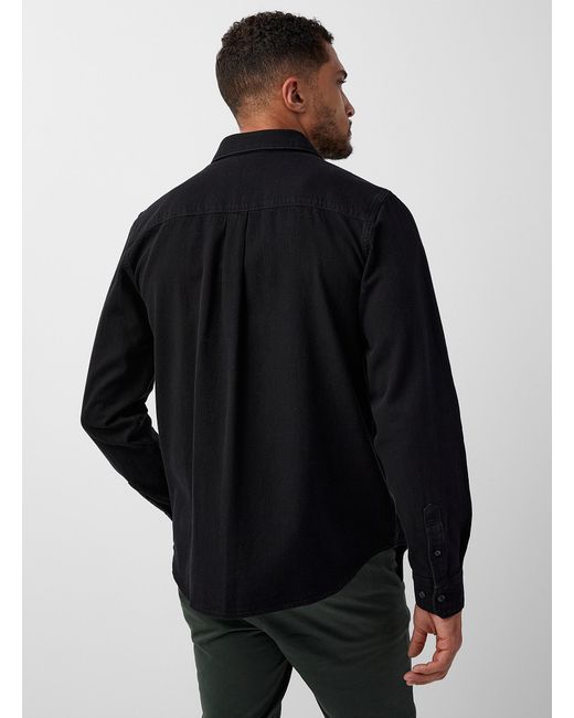 Le 31 Black Minimalist Denim Shirt Modern Fit for men