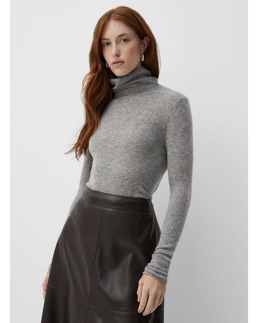 Contemporaine Gray Pure Cashmere Turtleneck Sweater