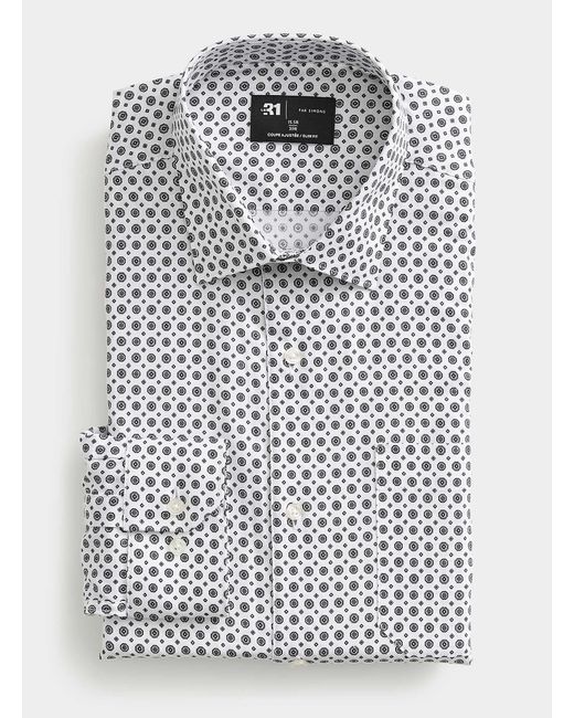 Le 31 White Contrast Floral Medallion Shirt Slim Fit for men