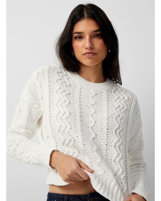 Icône Twisted Cable Knit Sweater in White Lyst