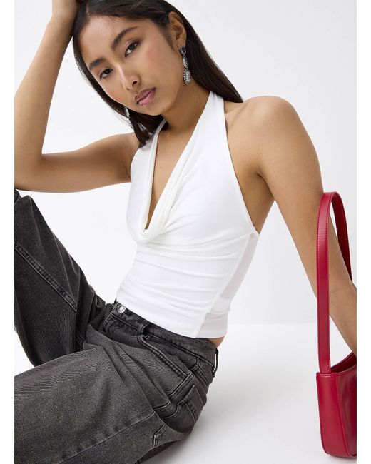 Twik White Draped Halter Cami