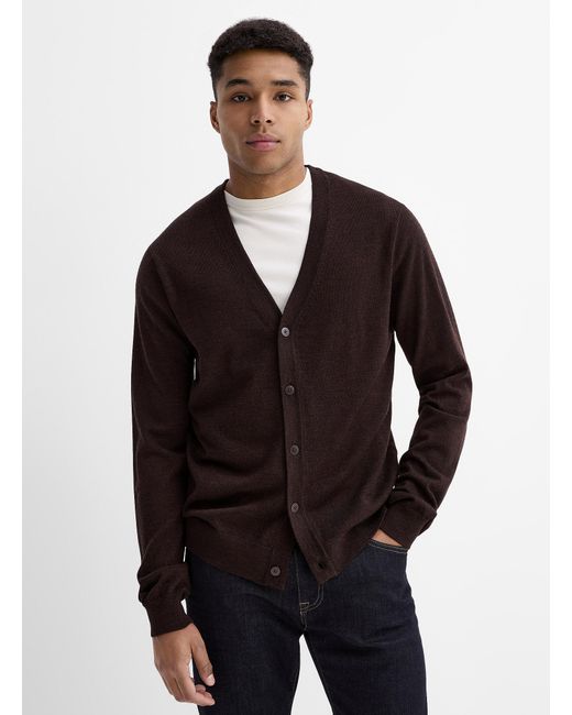 Le 31 Black Responsible Merino Wool Cardigan for men