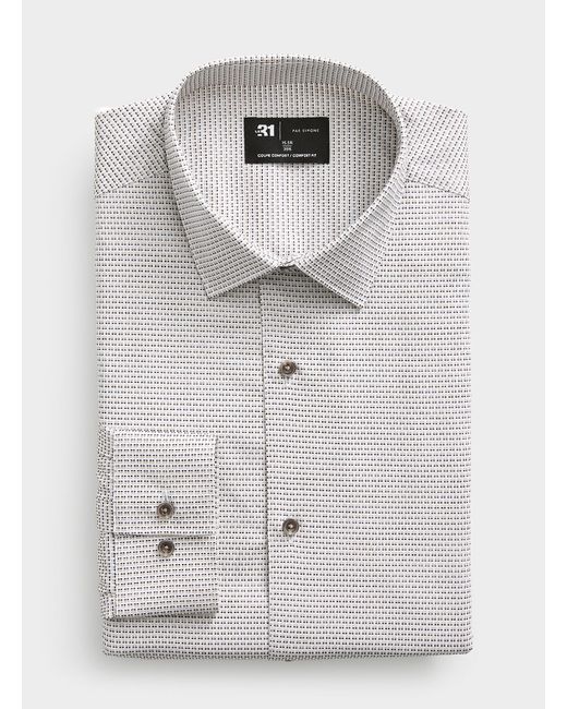 Le 31 Gray Optical Check Jacquard Shirt Comfort Fit for men