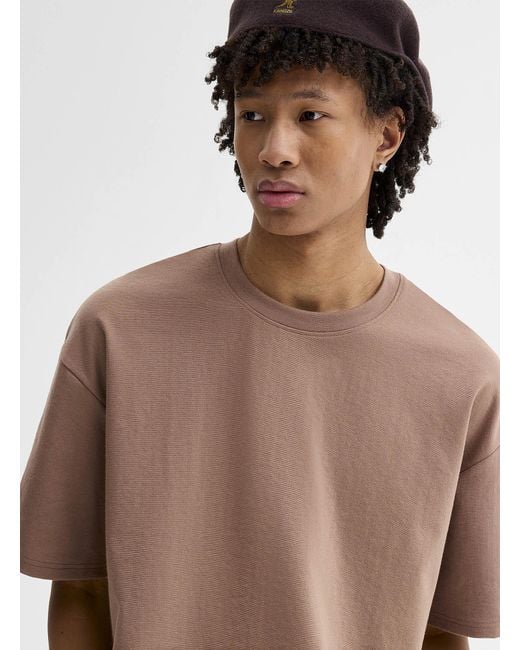 Djab Brown Cropped Solid T for men