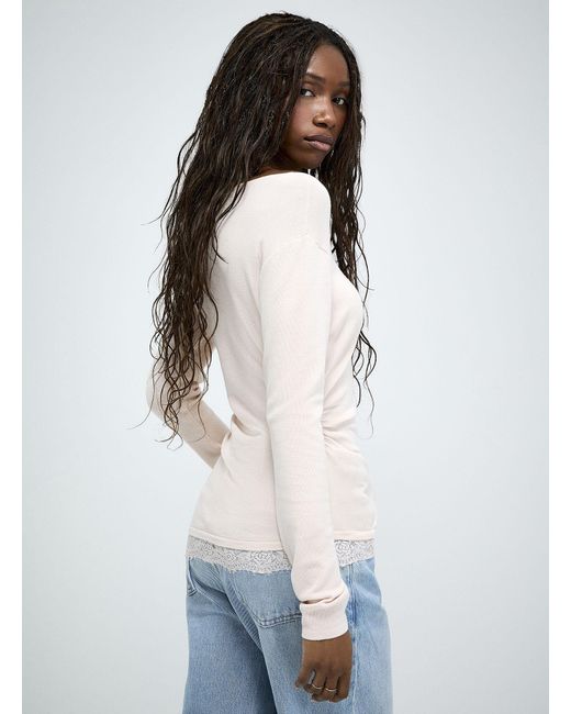 Icône White Ruched Waist Asymmetrical Fine