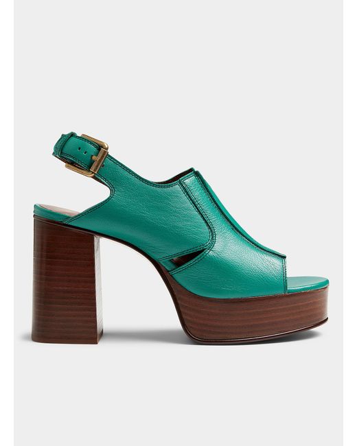 See By Chloé Green Hazel Platform Heeled Sandals Women