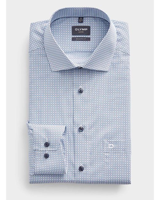 Olymp Blue Geometric Dot Shirt Comfort Fit for men