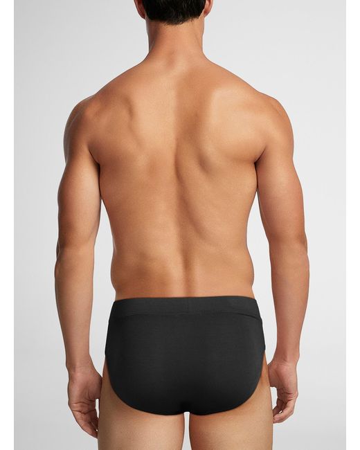 Le 31 Black Solid Stretch Viscose Brief for men
