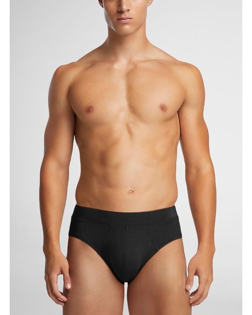 Le 31 Black Solid Stretch Viscose Brief for men