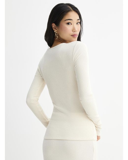 Twik Natural Soft Ribbing Henley Collar T