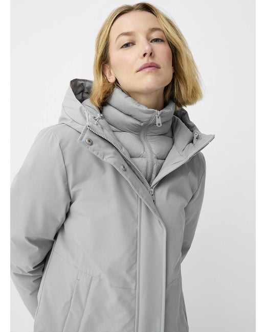 Contemporaine Gray Recycled Down Removable Bib Jacket