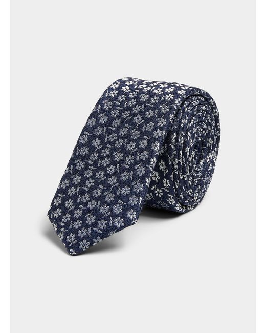 Le 31 Blue Silvery Flower Skinny Tie for men