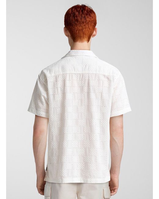 Vans White Broderie Anglaise Checkerboard Camp Shirt for men