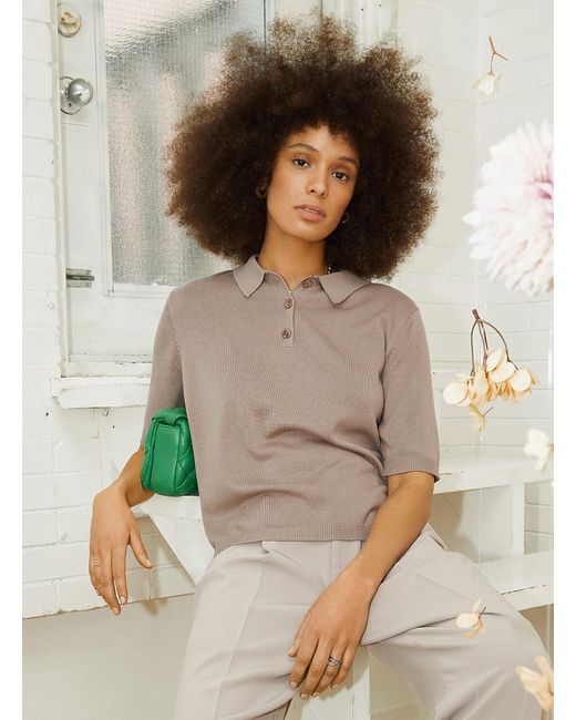 light brown polo sweater