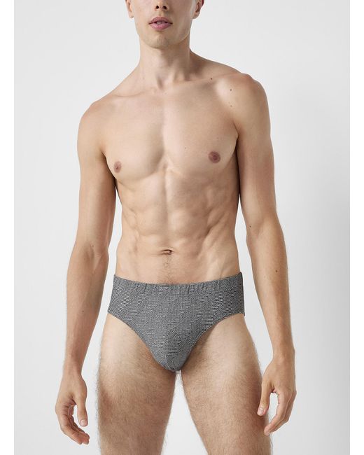 Le 31 Blue Geometric Pattern Brief Organic Cotton And Bamboo Viscose for men