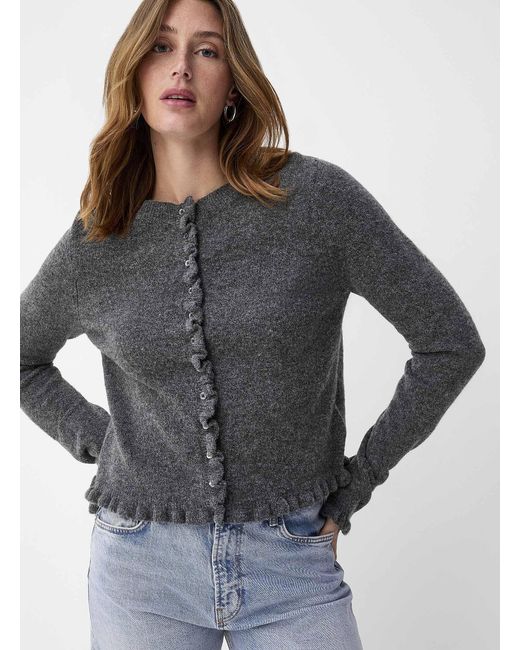 Contemporaine Gray Scalloped Edging Cardigan