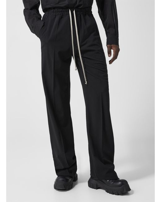 Rick Owens Black Dietrich Drawstring Virgin Wool Pant for men