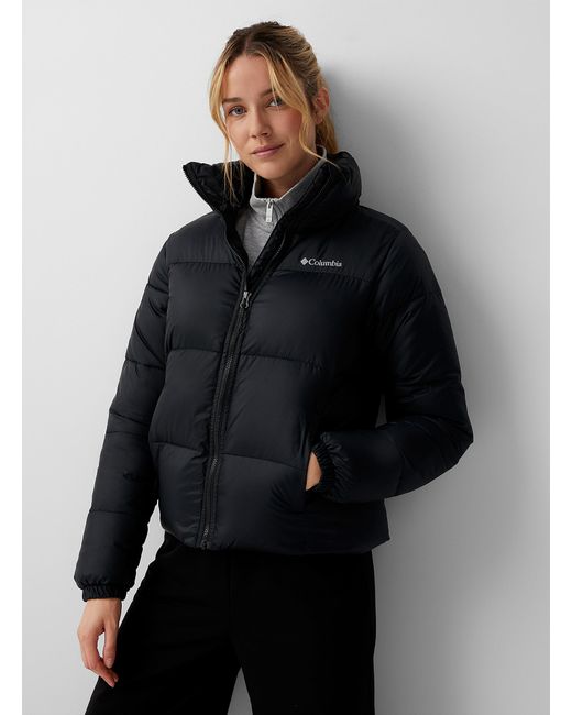 Columbia Synthetic Puffect Puffer Coat Regular Fit in Black (Gray) Lyst